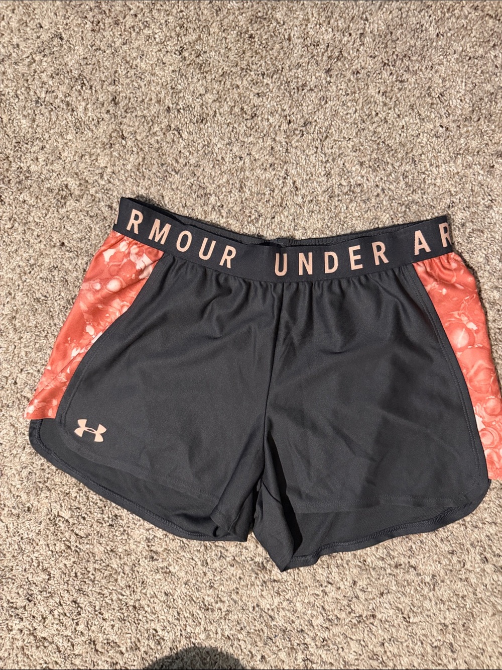 Under Armour Black Shorts with Coral Side Panels
